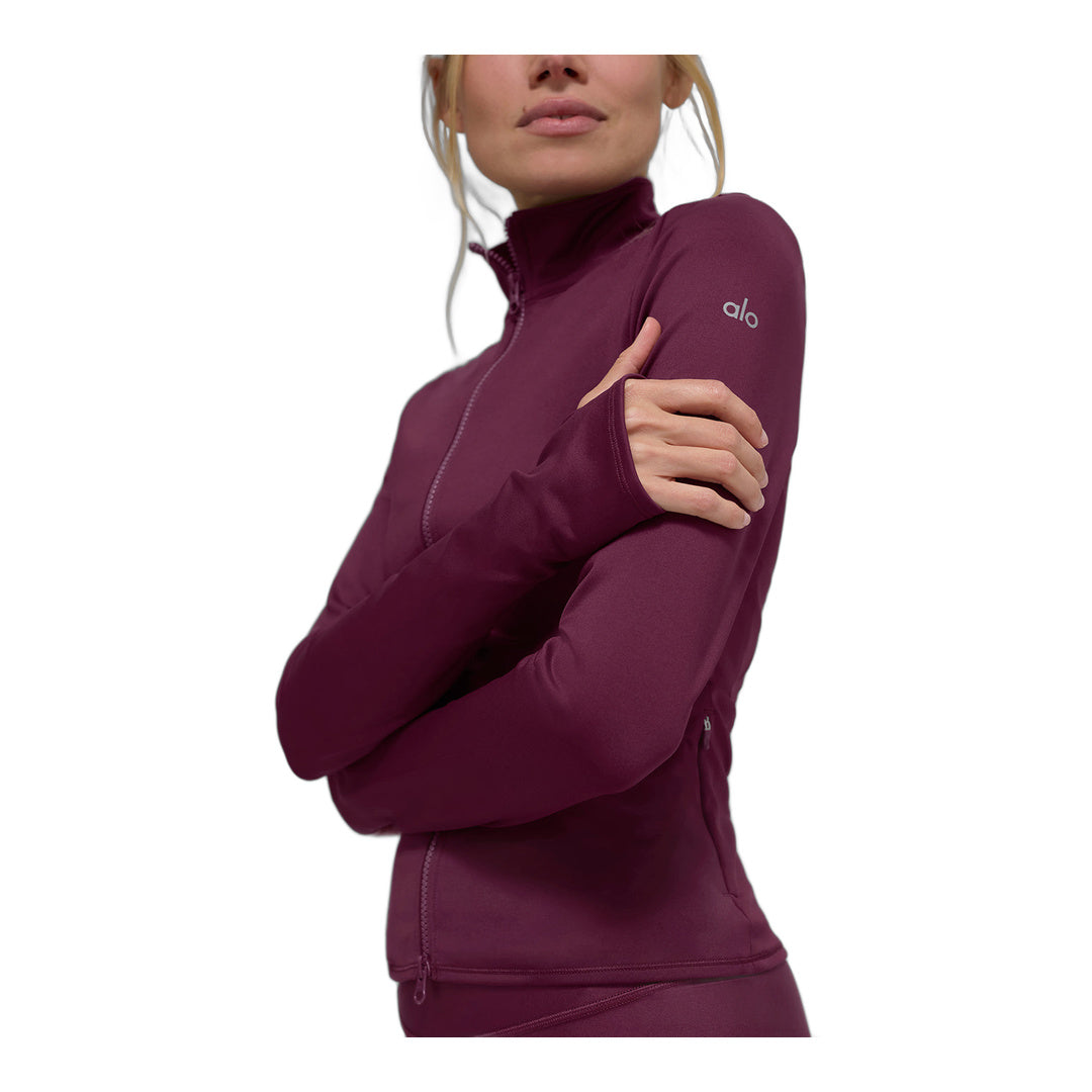 alo Airlift Winter Warm Radiant Full-Zip Jacket - Burgundy