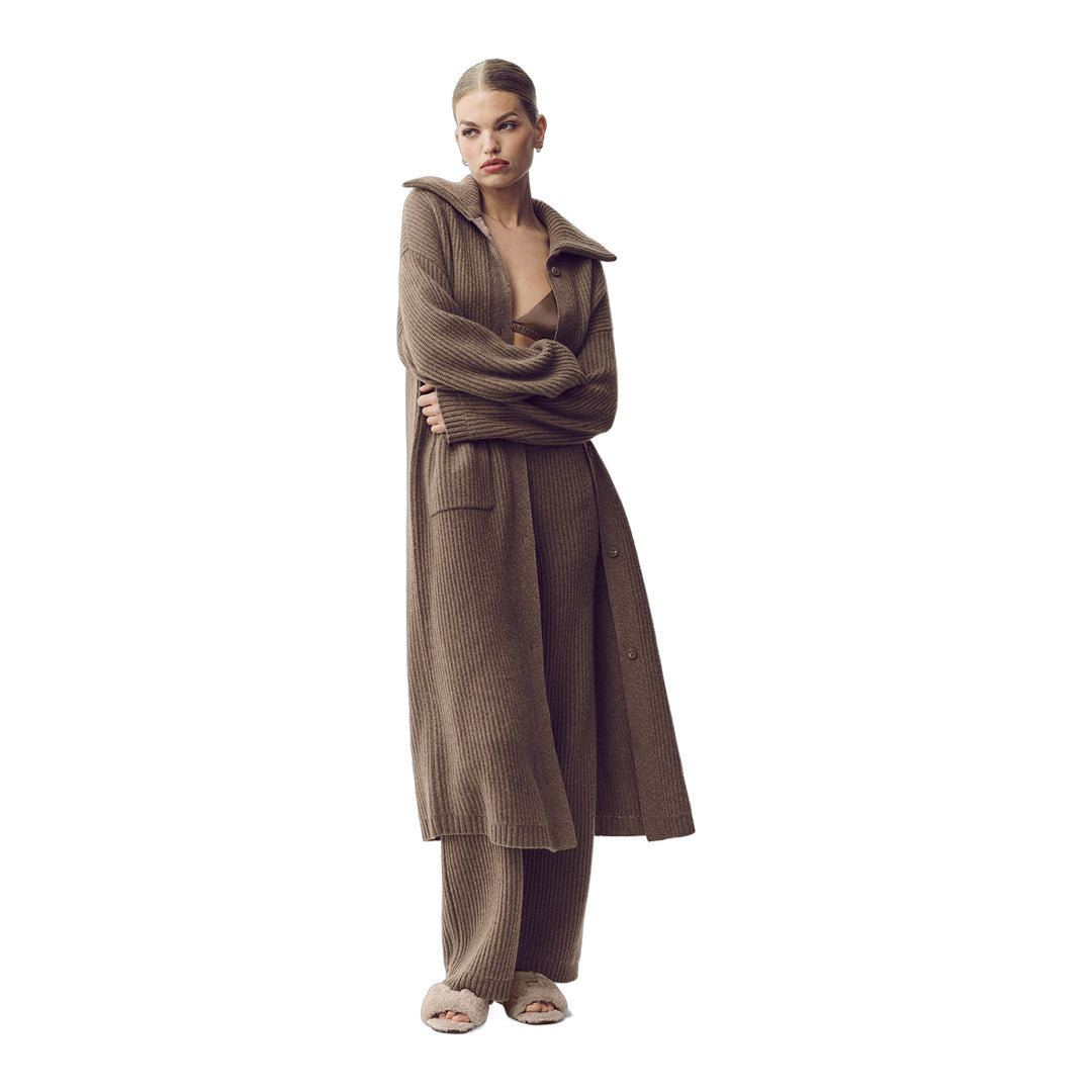 alo Cashmere Northstar Long Cardigan - Alpine Cocoa Heather