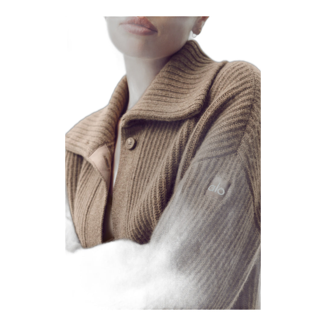 alo Cashmere Northstar Long Cardigan - Alpine Cocoa Heather