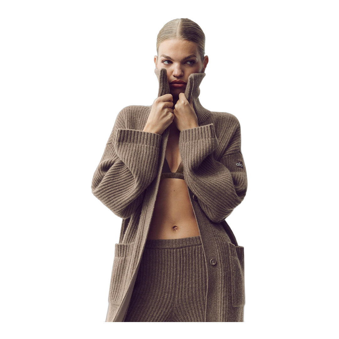 alo Cashmere Northstar Long Cardigan - Alpine Cocoa Heather