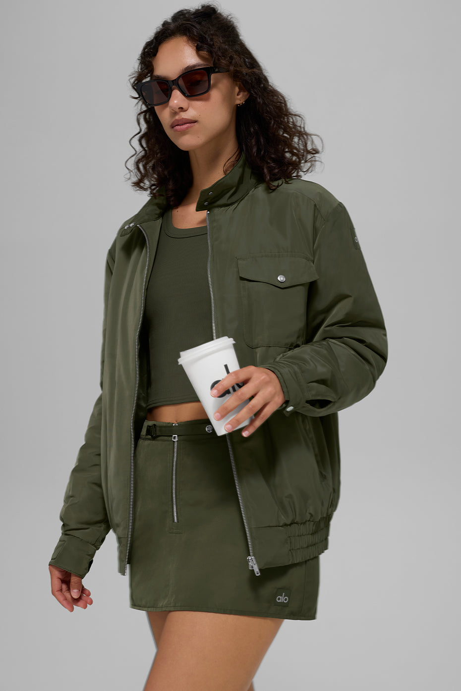 alo Work It Bomber - Green Olive