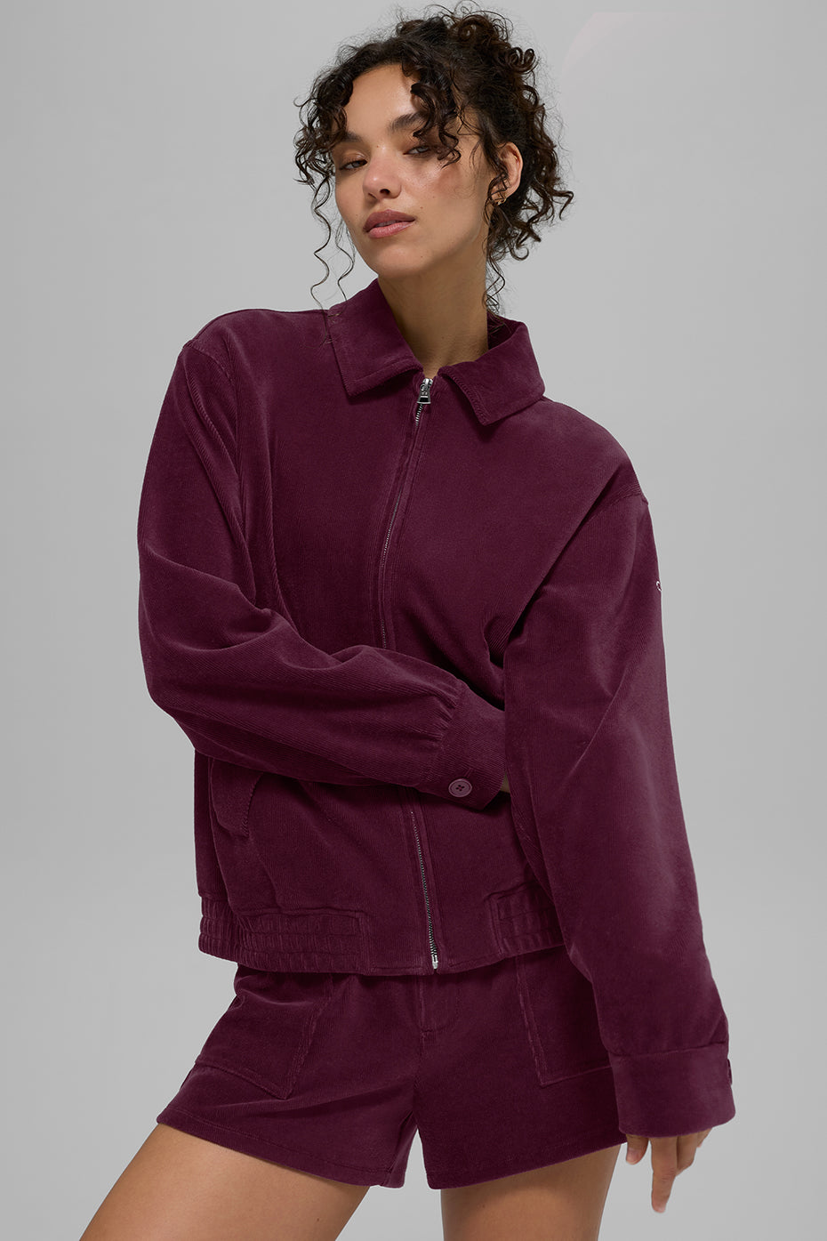 alo Micro Corduroy On Duty Jacket - Burgundy