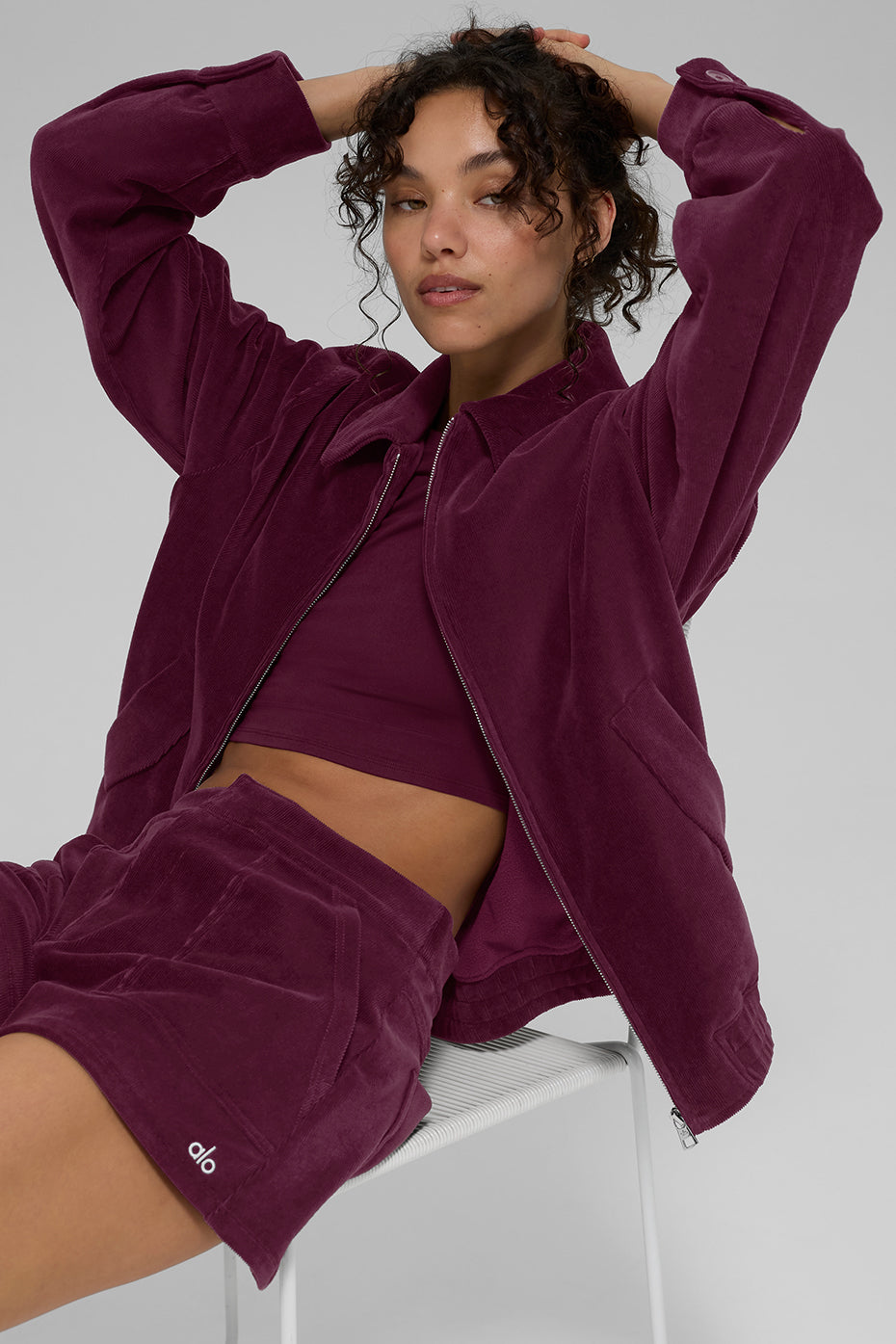 alo Micro Corduroy On Duty Jacket - Burgundy