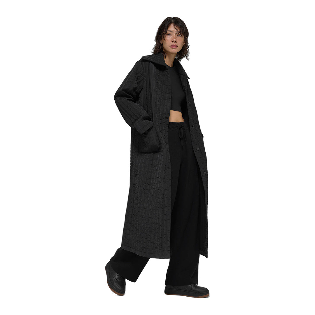 alo Quilted Skyline Long Coat - Black
