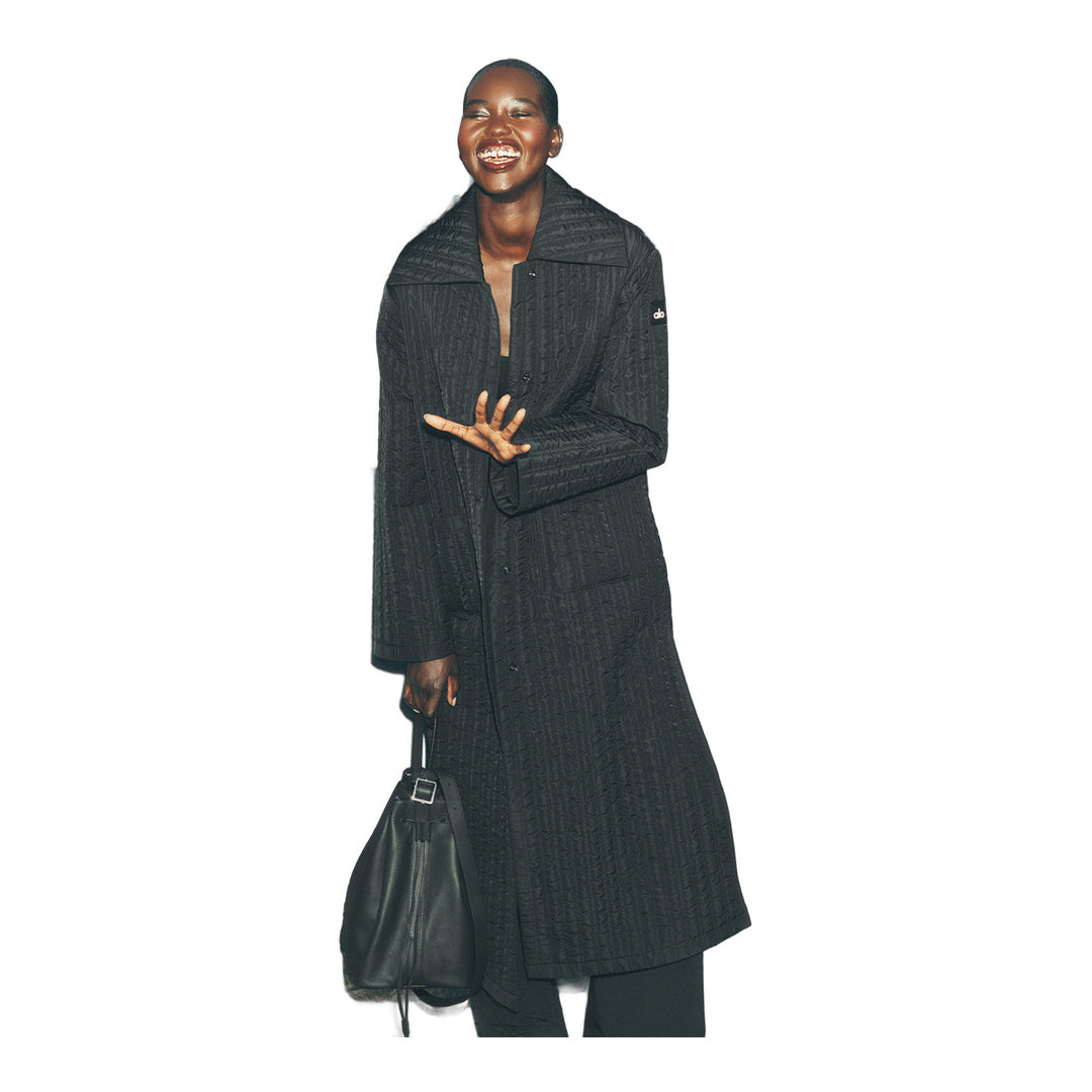 alo Quilted Skyline Long Coat - Black