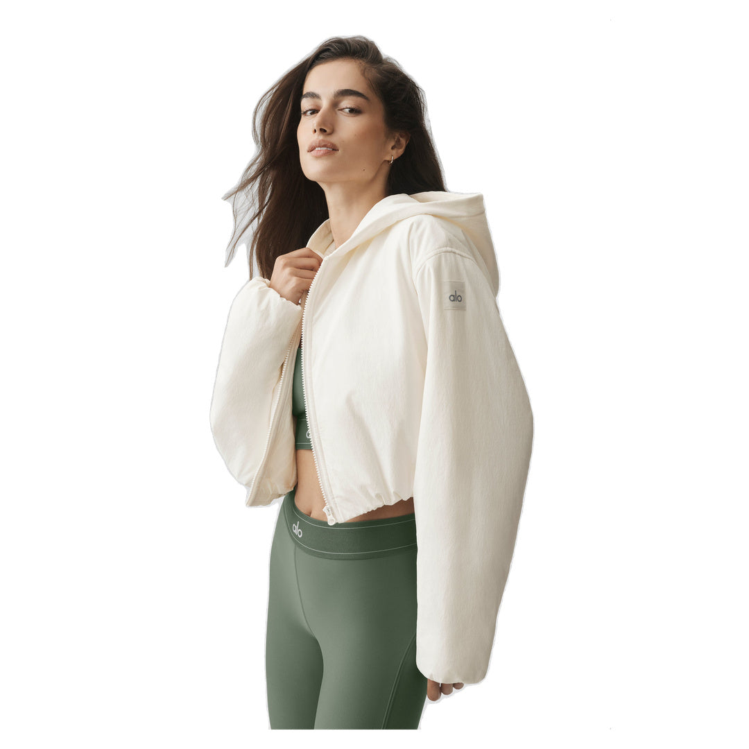 ALO Cropped Mountain Peak Full-Zip Hoodie - Ivory