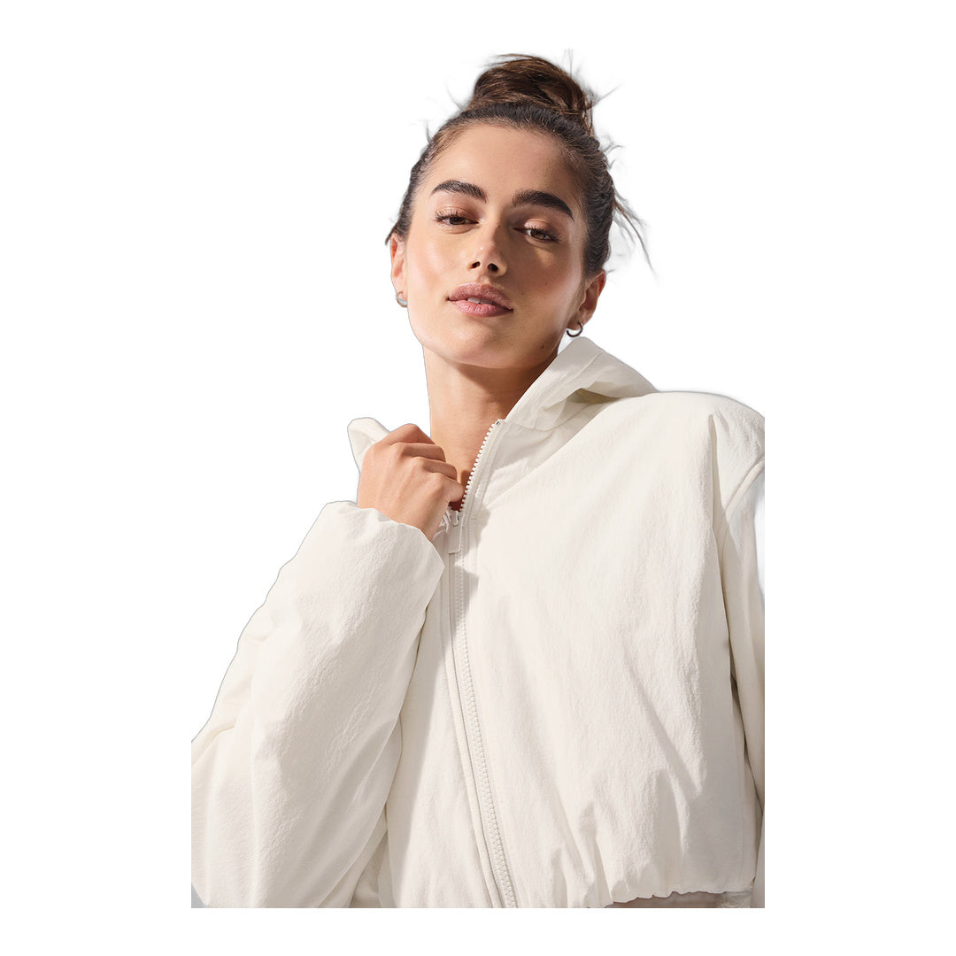 alo Cropped Mountain Peak Full-Zip Hoodie - Ivory