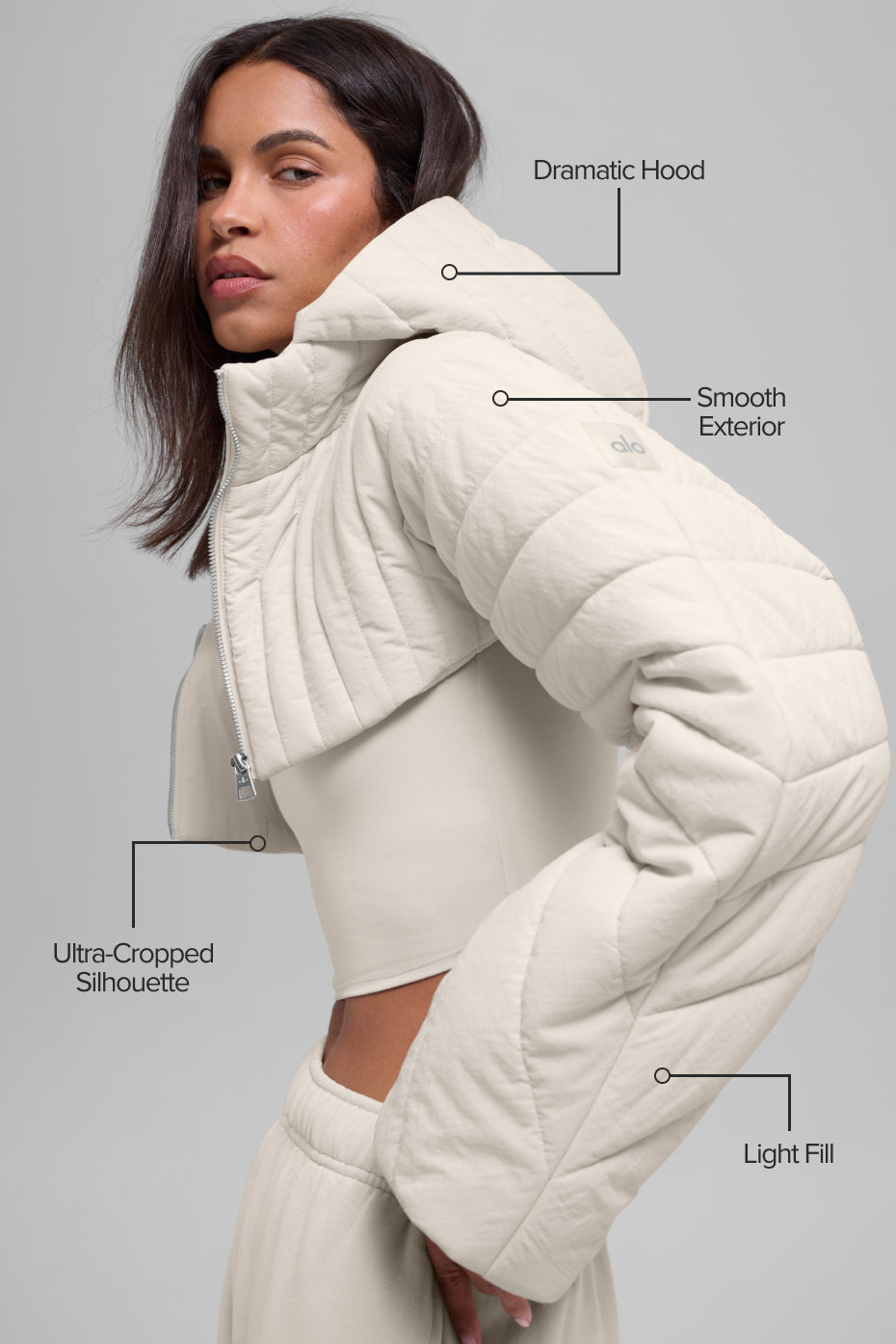 alo Quilted Starlight Puffer Shrug - Bone