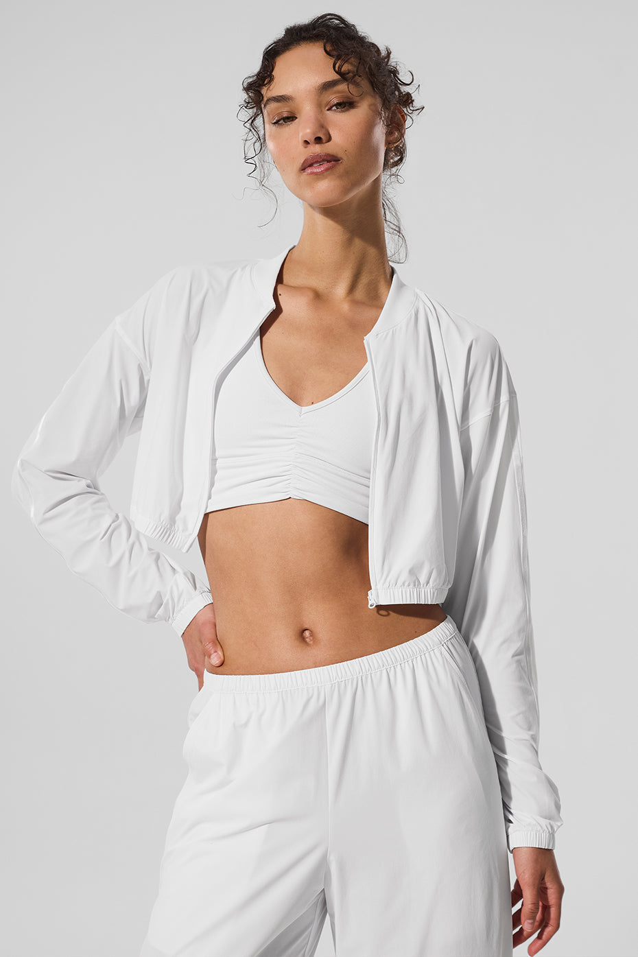 alo Cropped Breezy Full-Zip Cover Up - White