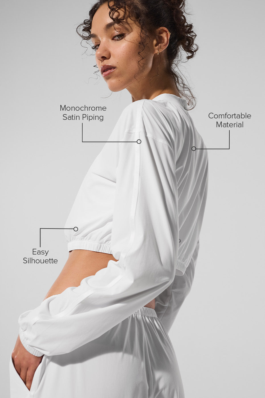 alo Cropped Breezy Full-Zip Cover Up - White