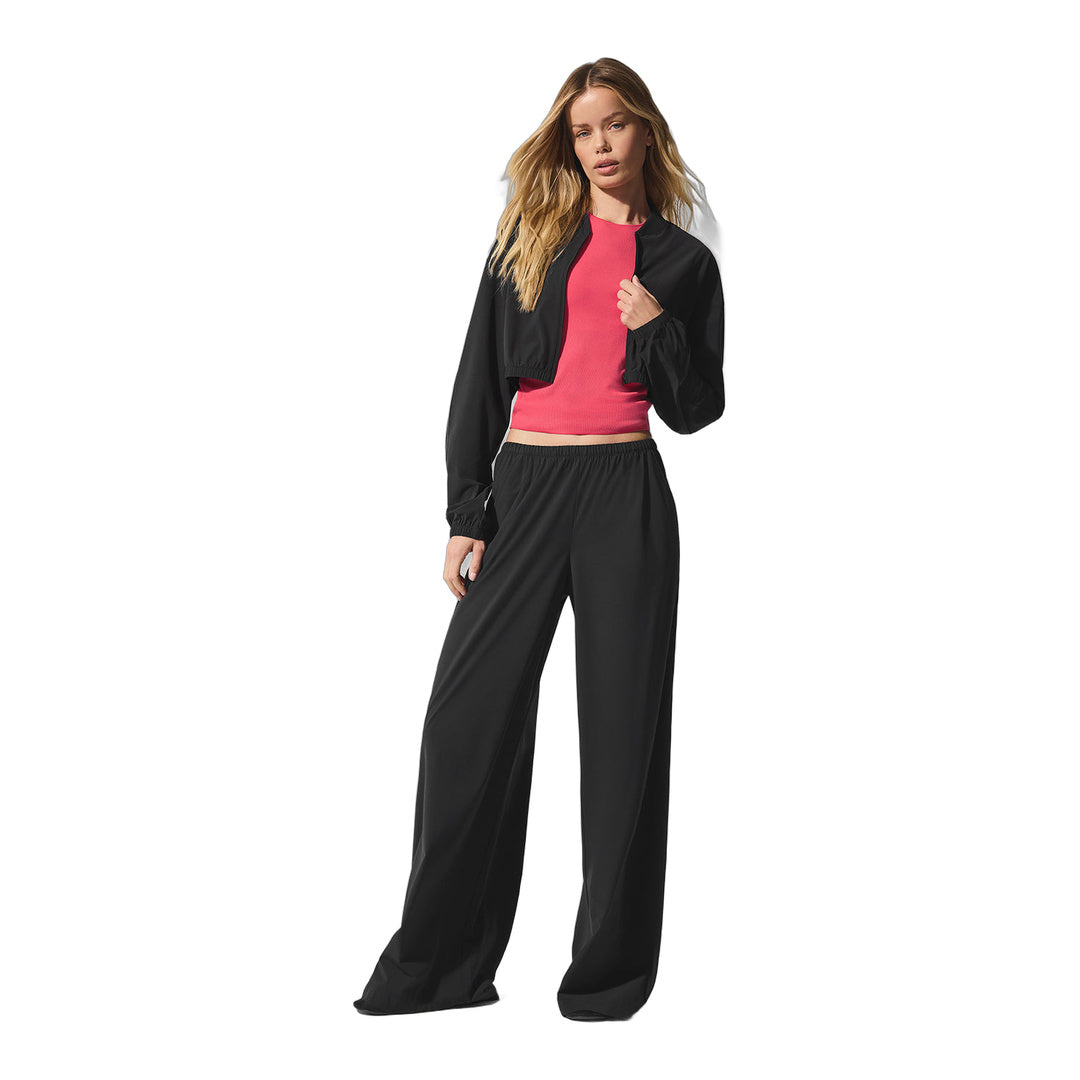 alo Cropped Breezy Full-Zip Cover Up - Black