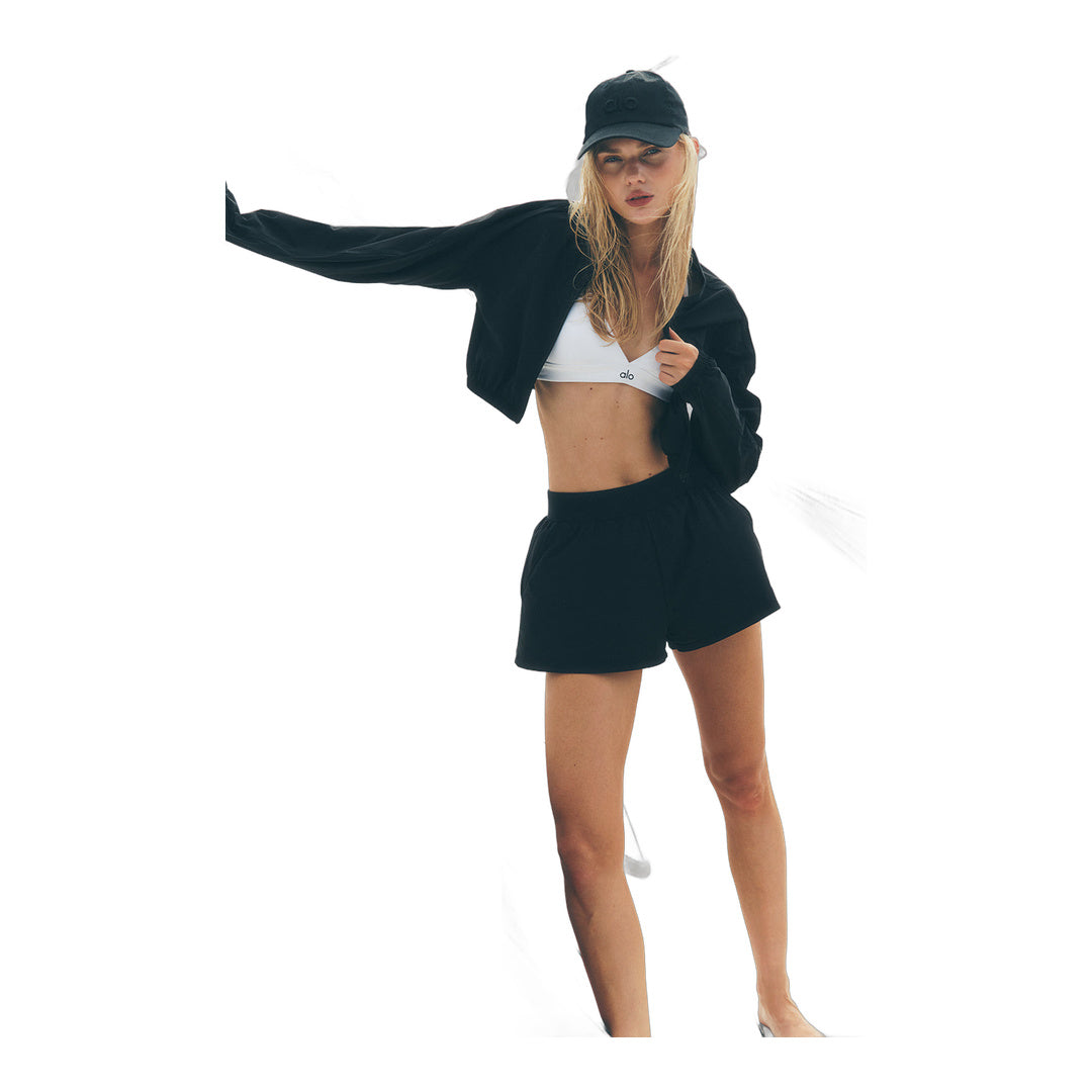 alo Cropped Breezy Full-Zip Cover Up - Black