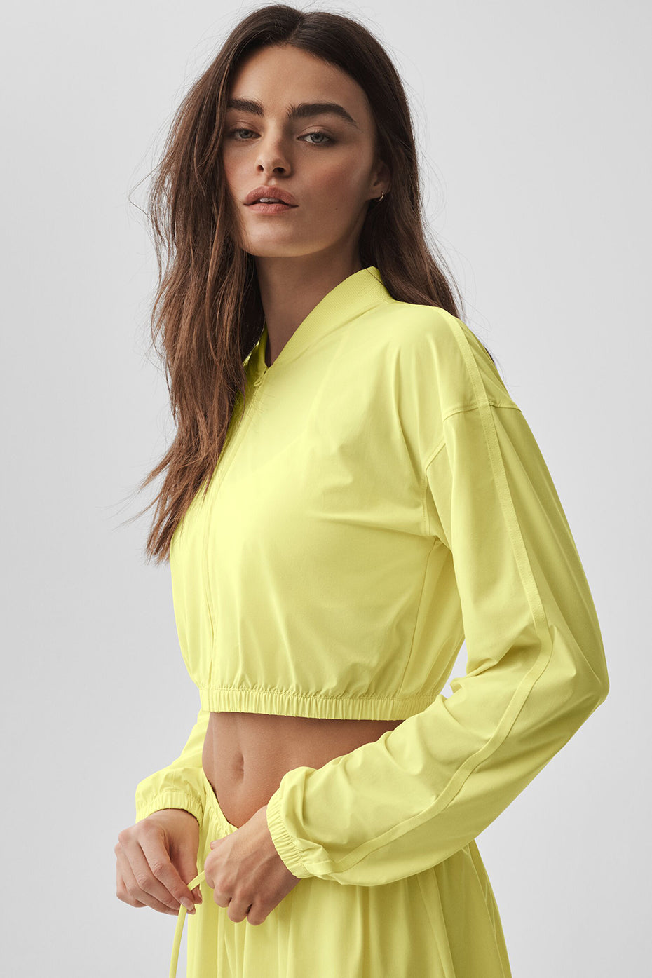 alo Cropped Breezy Full-Zip Cover Up - Sunshine