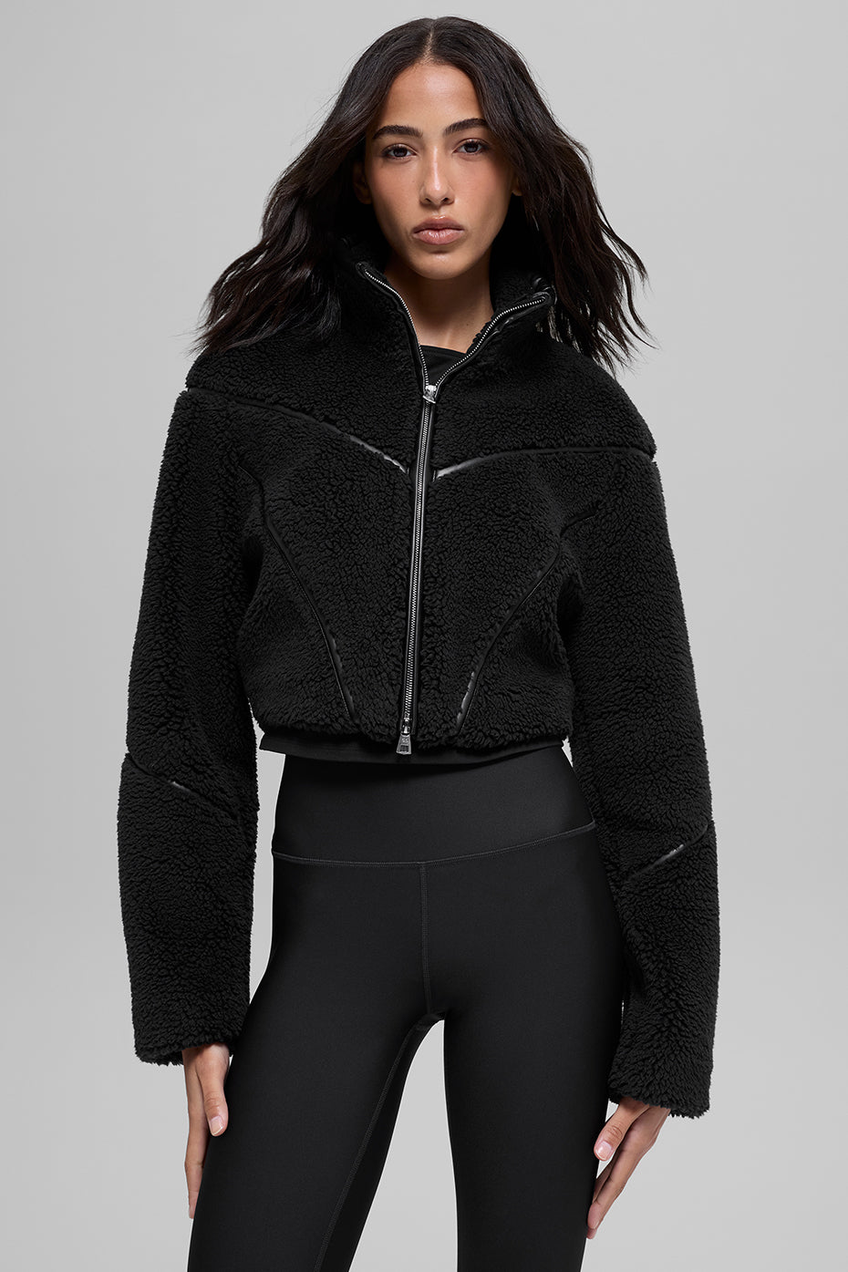 alo Sherpa Cropped Slope Side Jacket - Black