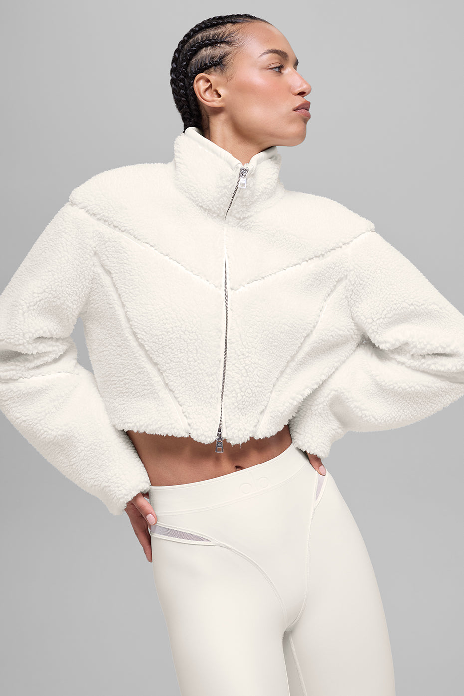 alo Sherpa Cropped Slope Side Jacket - Ivory