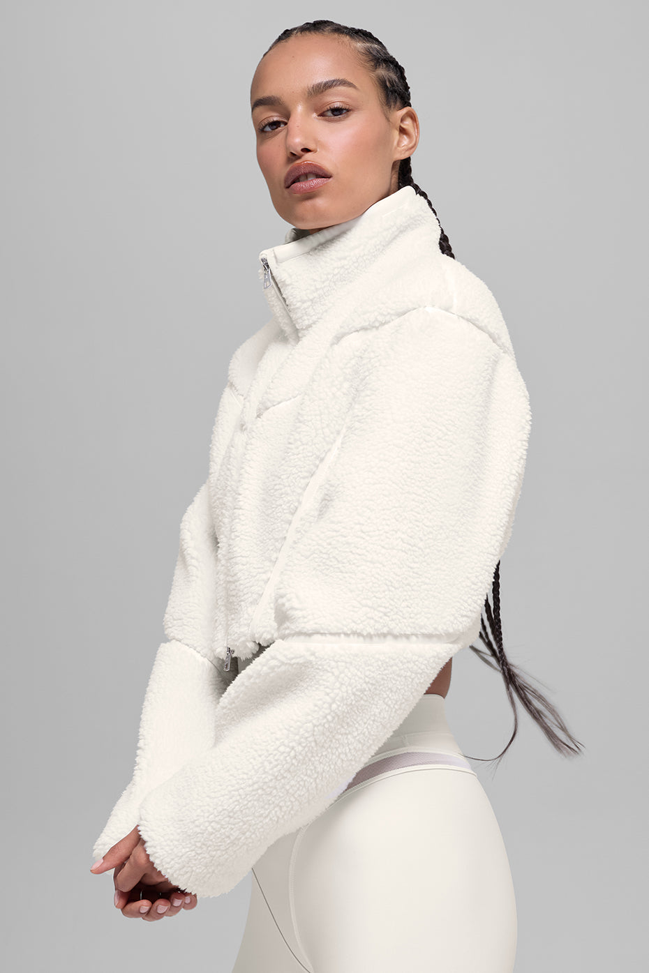 alo Sherpa Cropped Slope Side Jacket - Ivory