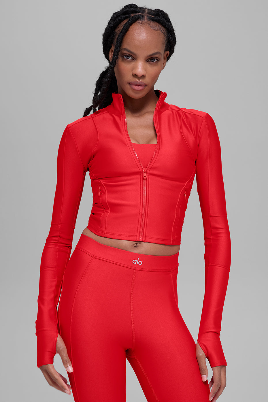 alo Airlift Ignite Zip Up Jacket - Bright Red