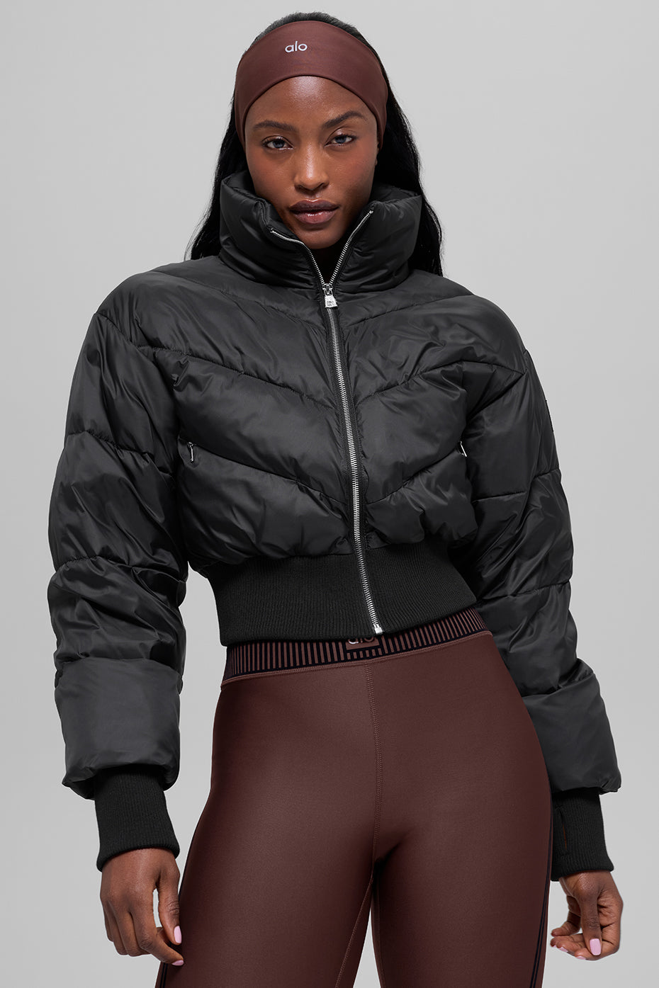 alo Cropped Atmosphere Puffer - Black