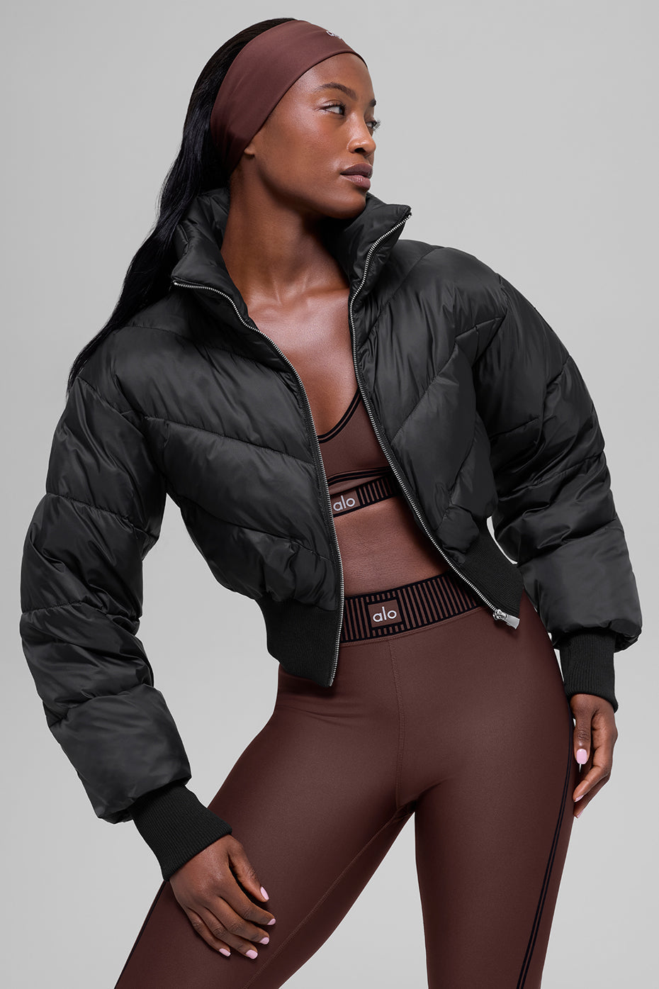 alo Cropped Atmosphere Puffer - Black