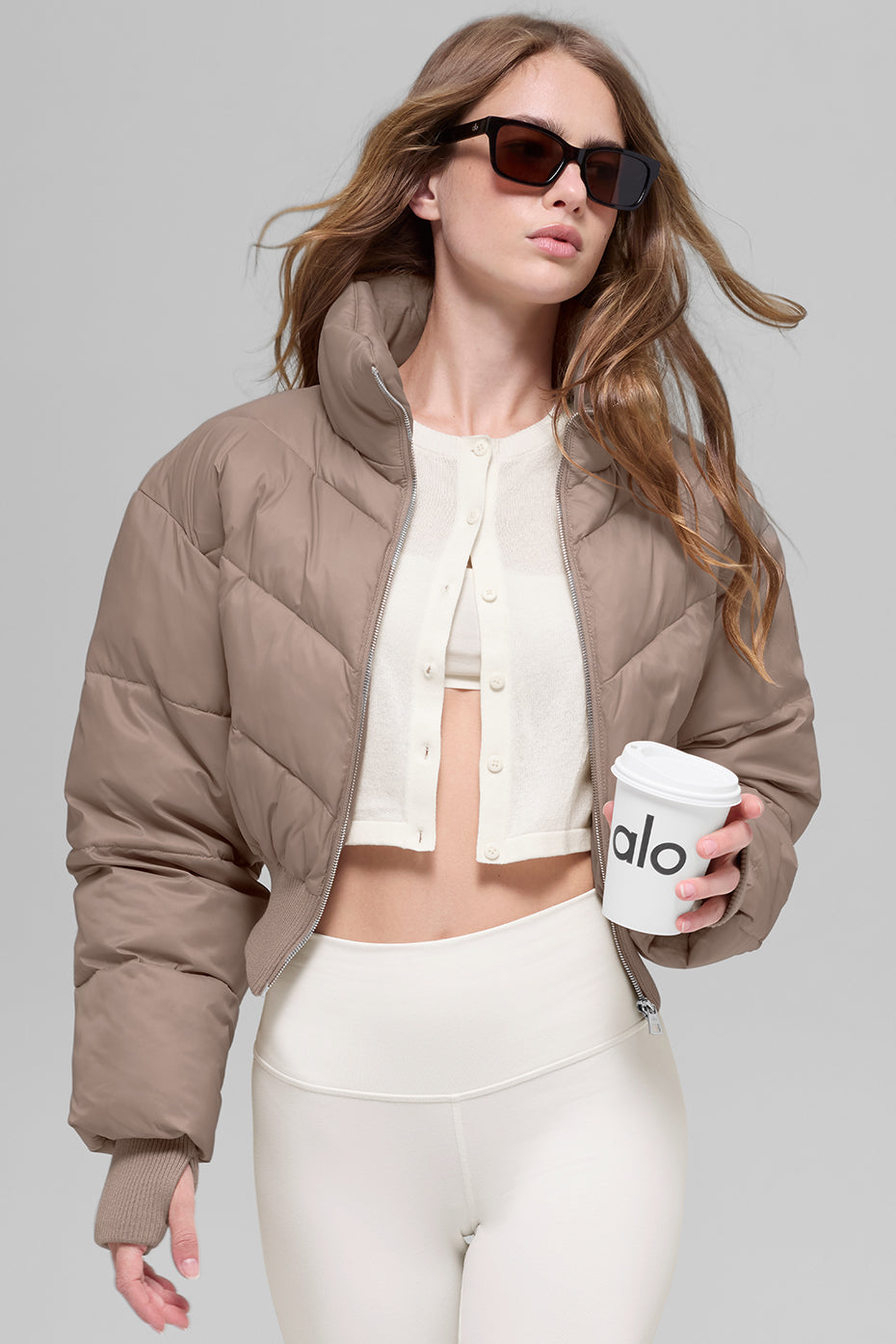 alo Cropped Atmosphere Puffer - Chai Latte