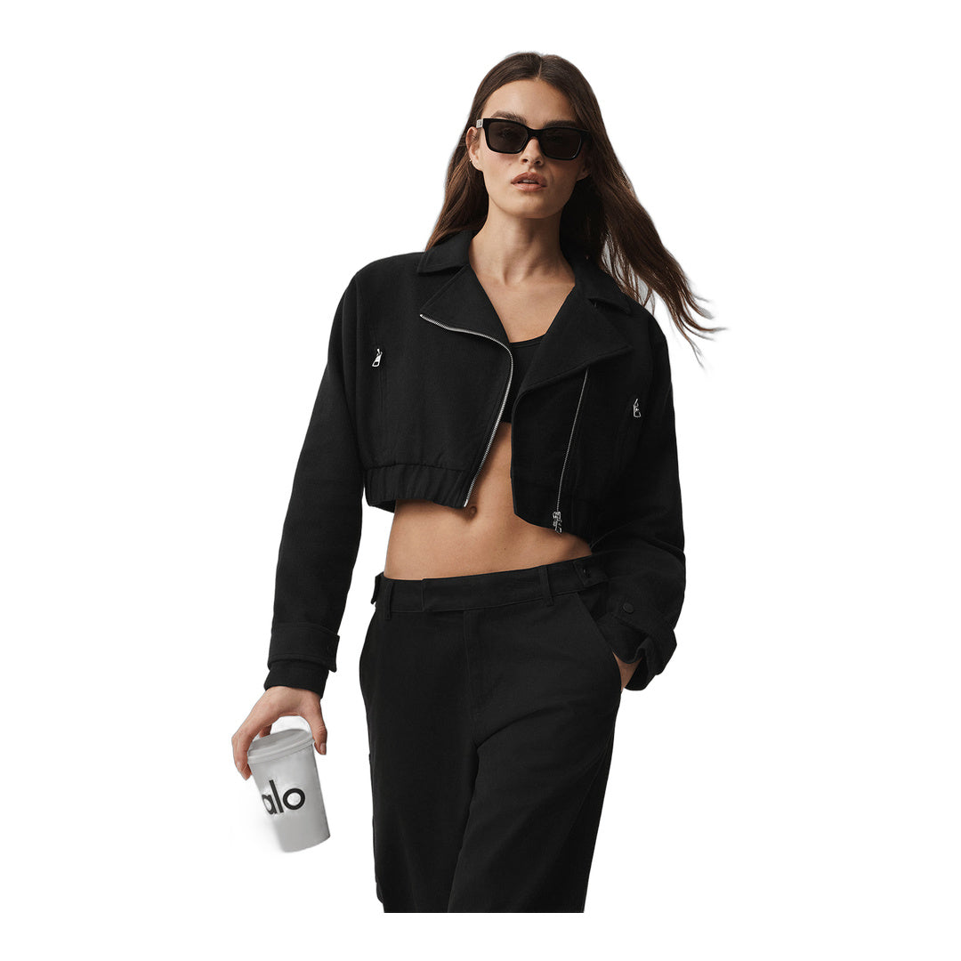 alo Cropped Cosmopolitan Jacket - Black