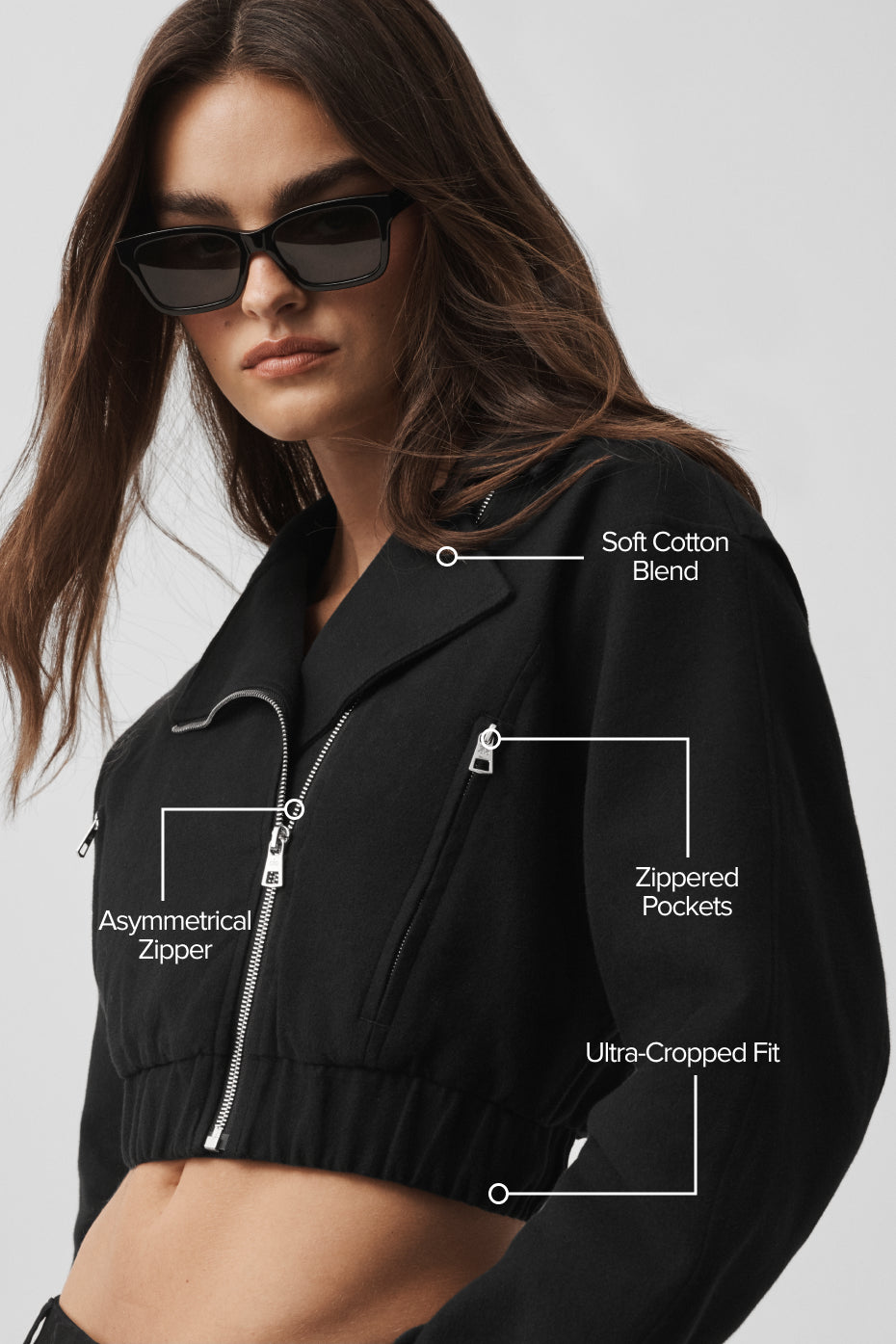 alo Cropped Cosmopolitan Jacket - Black