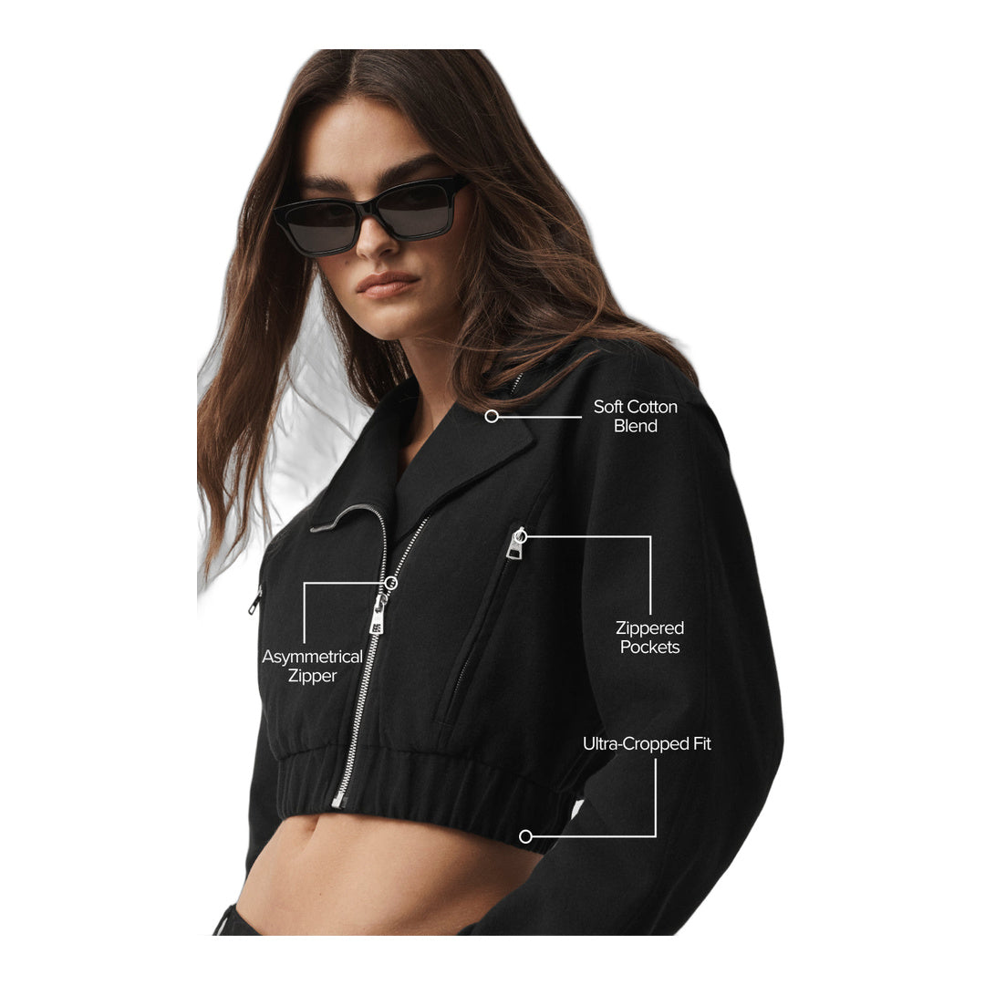 alo Cropped Cosmopolitan Jacket - Black