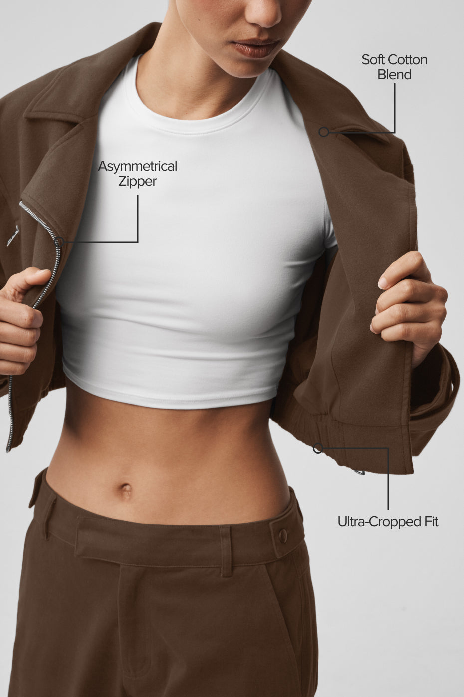 alo Cropped Cosmopolitan Jacket - Espresso