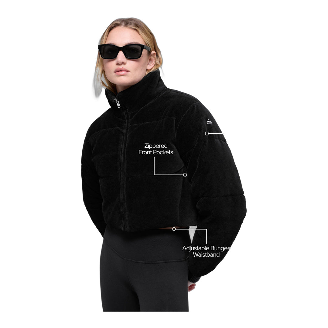 alo Micro Corduroy Dreamy Puffer - Black