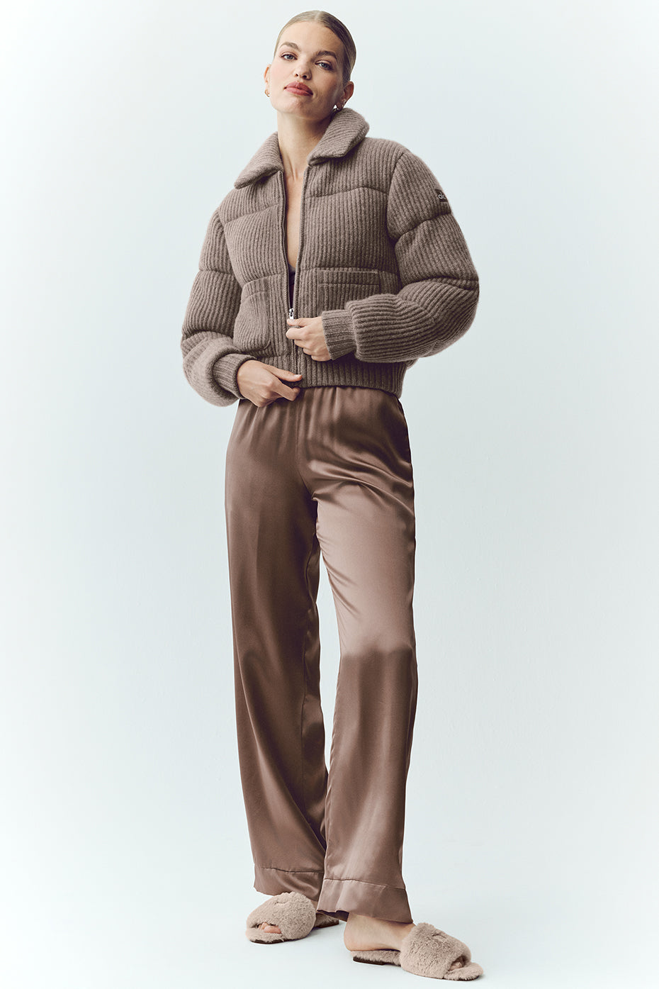 alo Cashmere Northstar Sweater Puffer - Alpine Cocoa Heather
