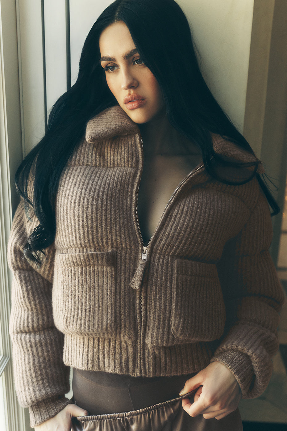 alo Cashmere Northstar Sweater Puffer - Alpine Cocoa Heather