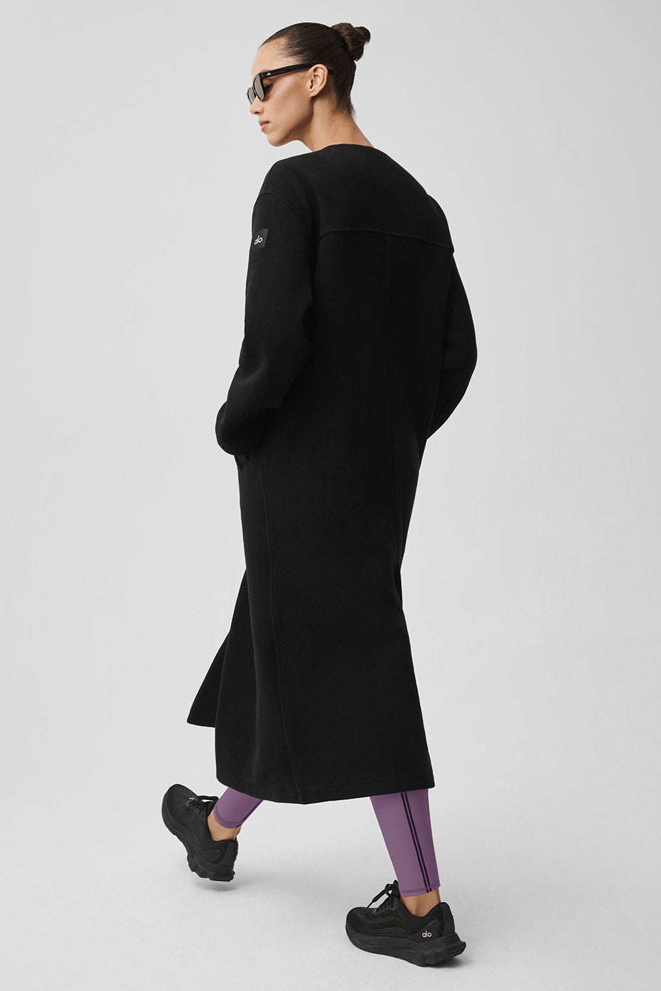 alo Double Face Wool City Girl Long Coat - Black