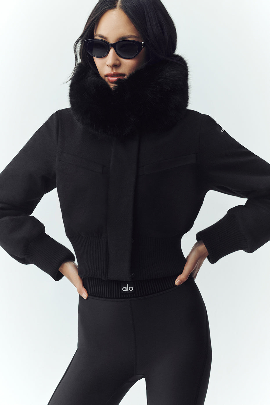 alo Wool Blend Bunny Slope Jacket - Black