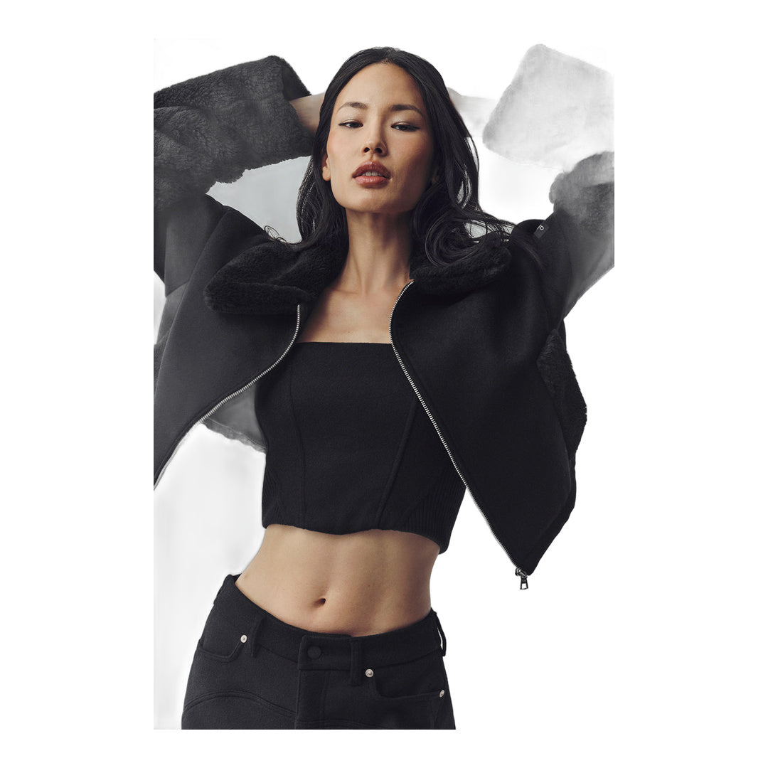 alo Wool Blend Nightfall Bomber - Black