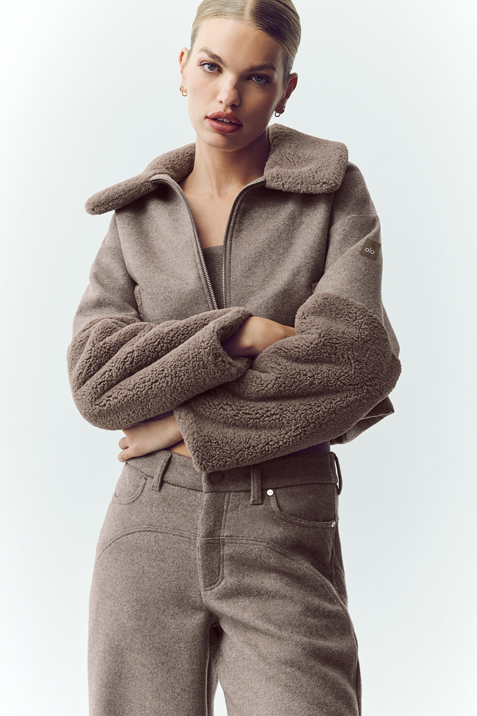 alo Wool Blend Nightfall Bomber - Alpine Cocoa Heather