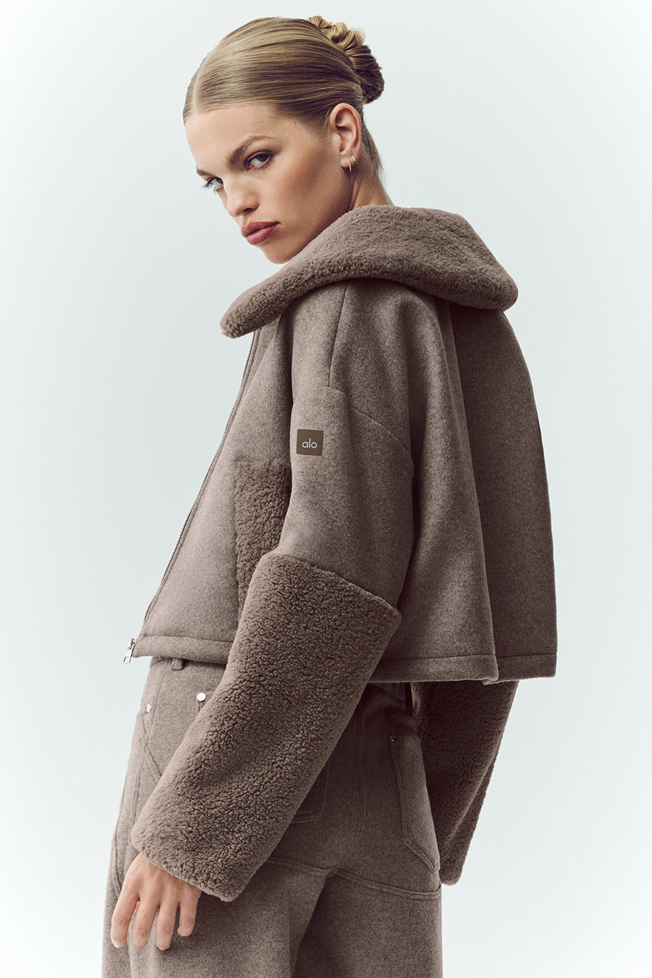 alo Wool Blend Nightfall Bomber - Alpine Cocoa Heather