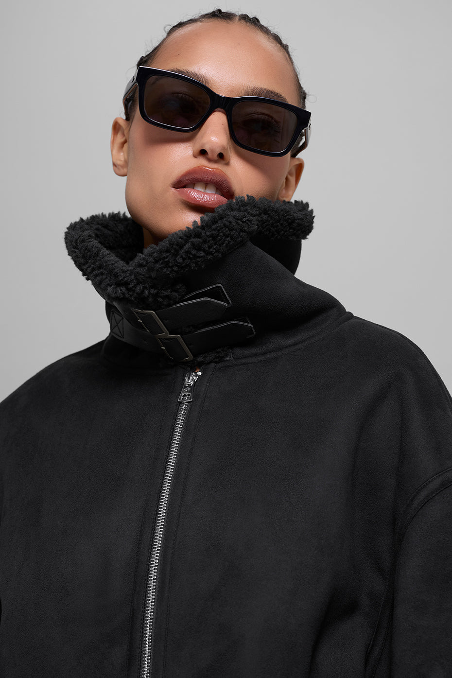 alo Faux Shearling Grand Jacket - Black