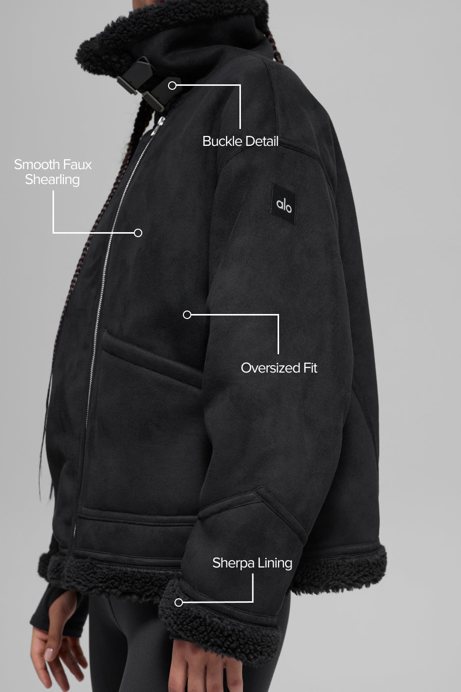 alo Faux Shearling Grand Jacket - Black