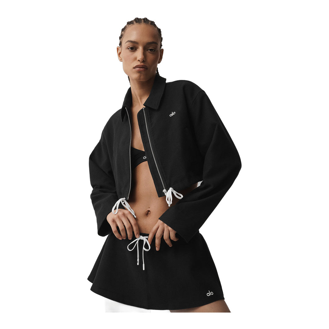 alo Cropped Fan Favorite Full Zip Jacket - Black