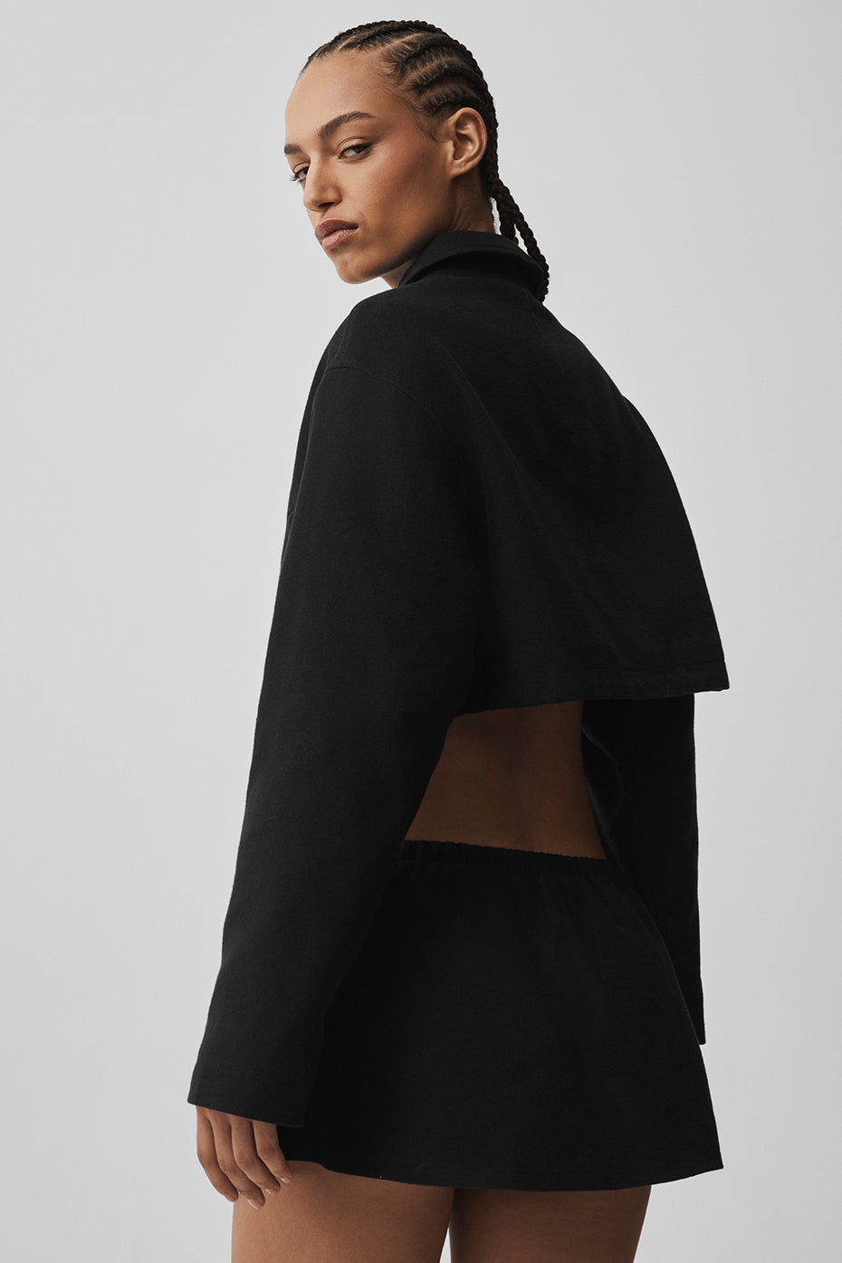 alo Cropped Fan Favorite Full Zip Jacket - Black