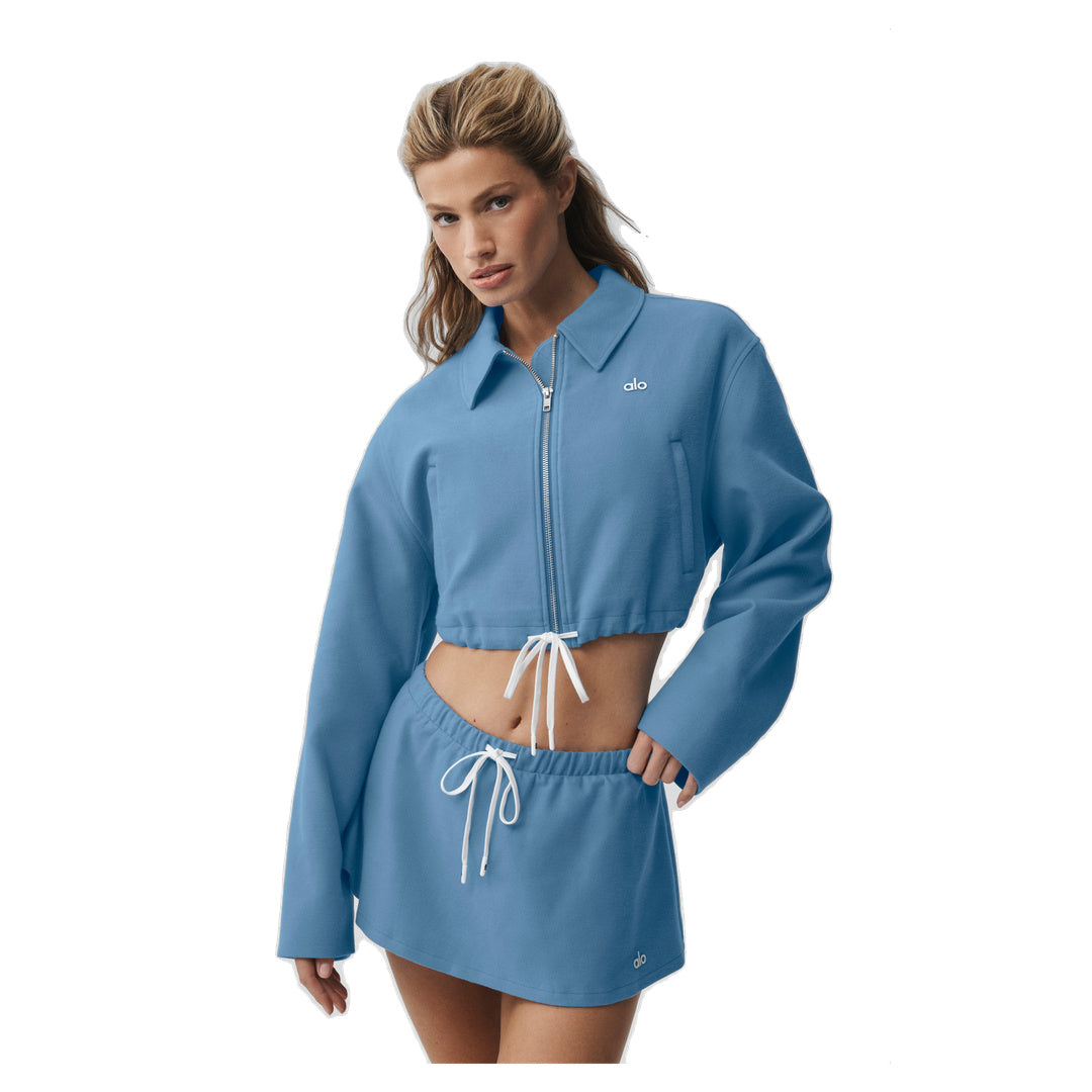 ALO Cropped Fan Favorite Full Zip Jacket - California Blue