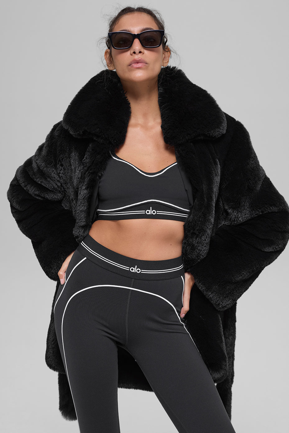 alo Faux Fur Starstruck Coat - Black