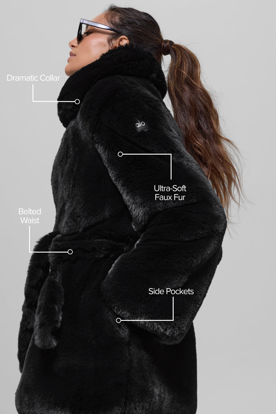 alo Faux Fur Starstruck Coat - Black