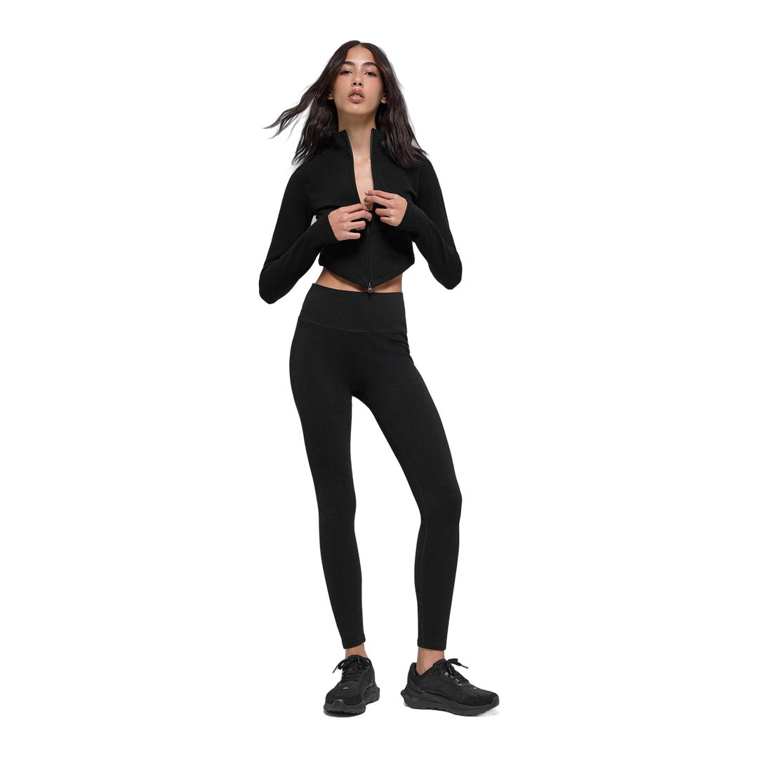 alo Seamless Two Tone Rib Jacket - Black