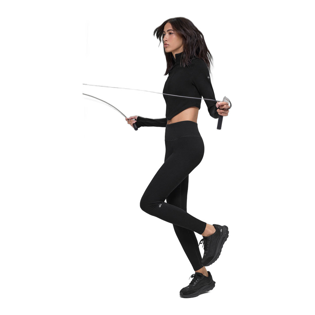 alo Seamless Two Tone Rib Jacket - Black