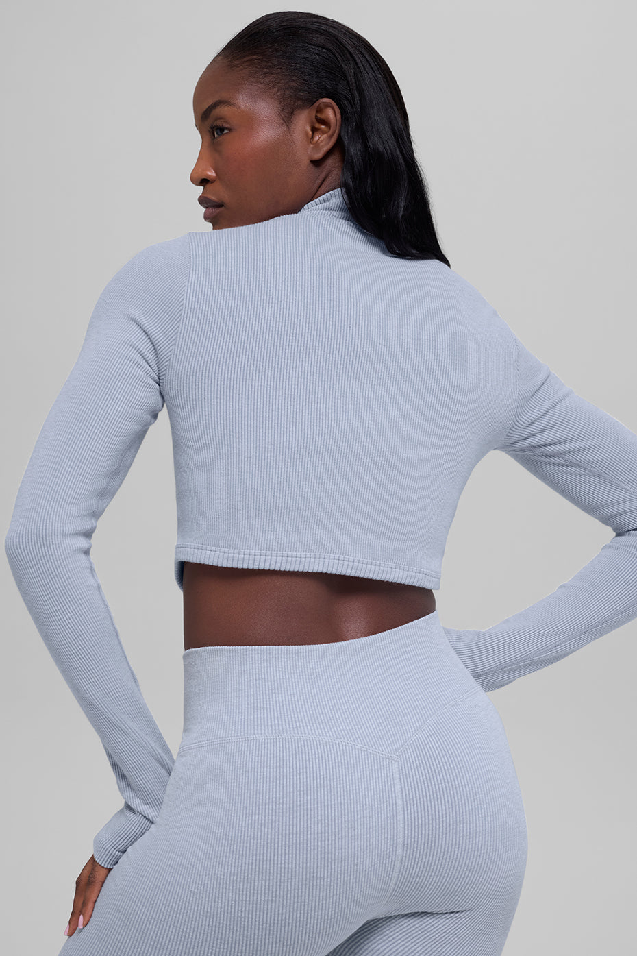 alo Seamless Two Tone Rib Jacket - Winter Frost Heather
