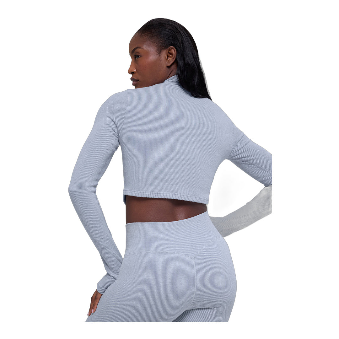 alo Seamless Two Tone Rib Jacket - Winter Frost Heather