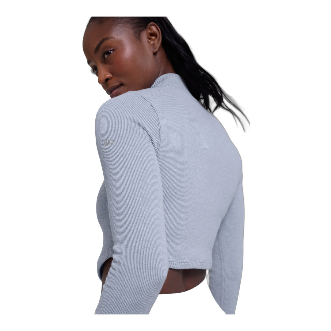 alo Seamless Two Tone Rib Jacket - Winter Frost Heather
