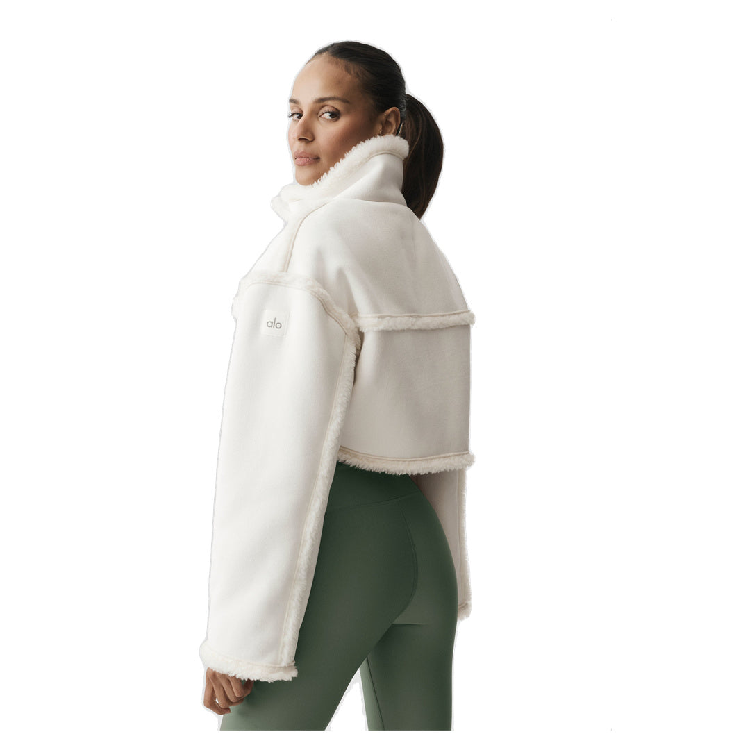 ALO Faux Shearling Snowfall Cropped Jacket - Ivory