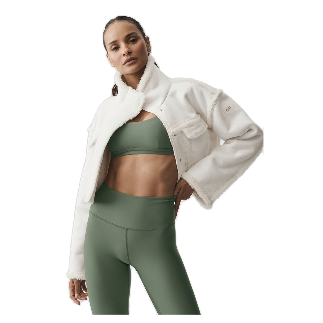 ALO Faux Shearling Snowfall Cropped Jacket - Ivory
